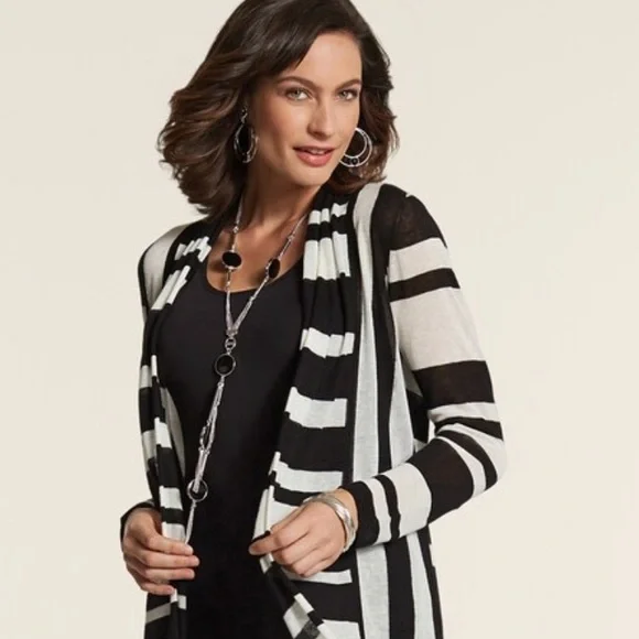 Chico’s Nola black and white linen duster size 0 - Picture 4 of 4